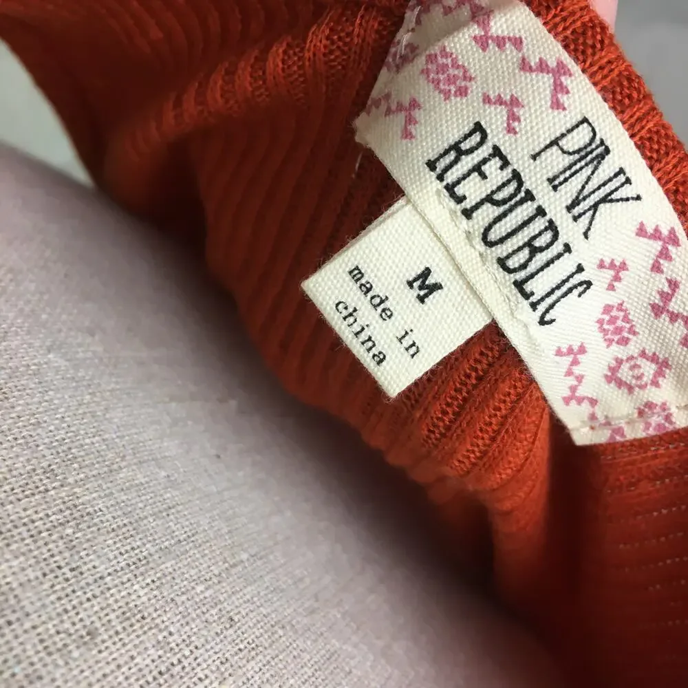 Pink Republic Ribbed Button Down Tank Rust Medium - Picture 11 of 15